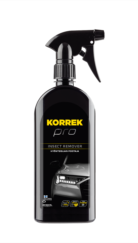 Korrek Pro Insect Remover trigger-spraylla, hyönteisten poista-aine autojen pintojen tehokkaaseen puhdistukseen ammattilaisille.